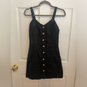 Denim&Co Black Mini Dress with Gold Buttons